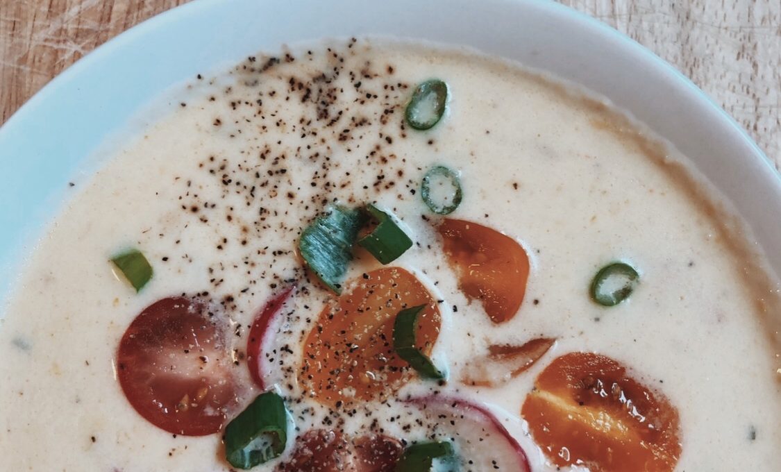 Spiced Corn Chowder with Heirloom Tomatoes